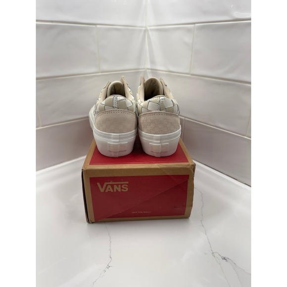 Vans Old‎ Skool Platform Woven Checkerboard Beige Women's Shoes Size 5.5 - Picture 3 of 7